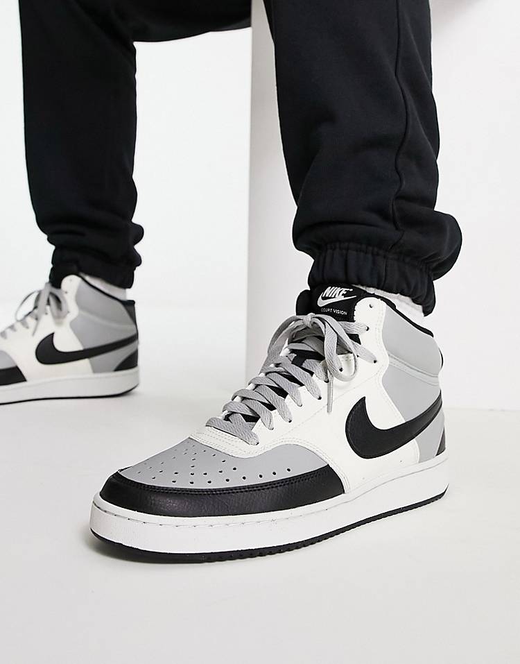 Nike Court Vision Mid Next sneakers in white and gray